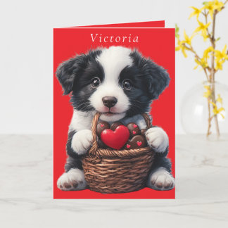 Valentines Day Puppy Red Chocolate Hearts Card
