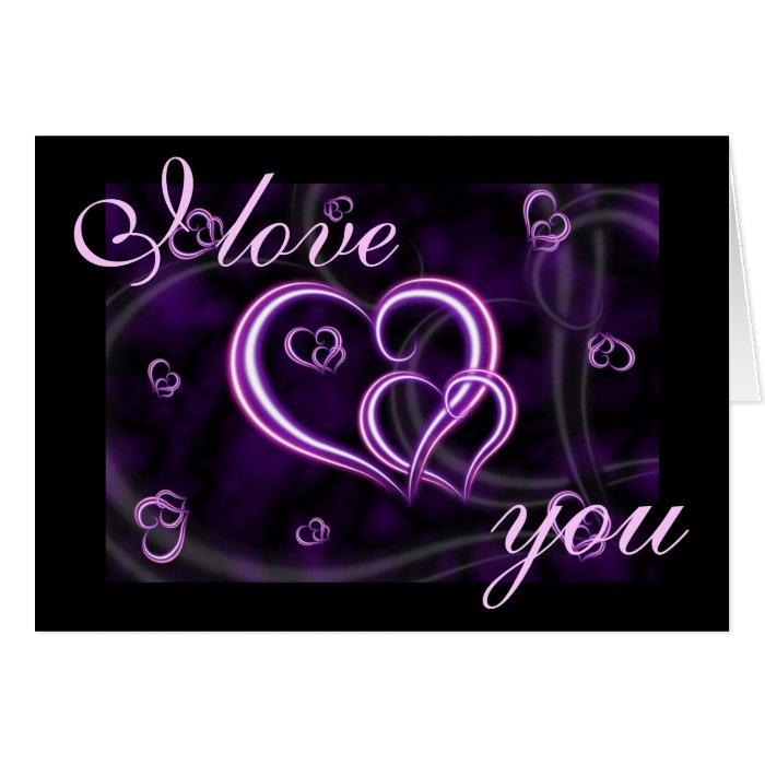 Valentine's Day Purple Hearts I LOVE YOU Card