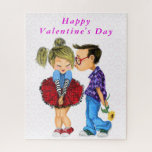 Valentine's Day Puzzle Gift Romantic Couple Love<br><div class="desc">Puzzles with Cute Romantic Couple - Love - Valentine's Day Kiss Boy and Girl - Fun Painting - or Choose / Add Your Unique Text / Name / Color - Make Your Special Puzzle Gift - Resize and move or remove / add elements - image / text with Customization tool....</div>