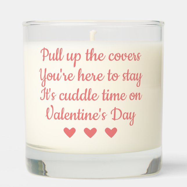 Valentine's Day quote with pink hearts, text based Scented Candle (Front)