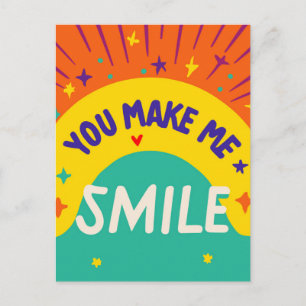 Valentine's Day quote "You make me smile" Holiday Postcard