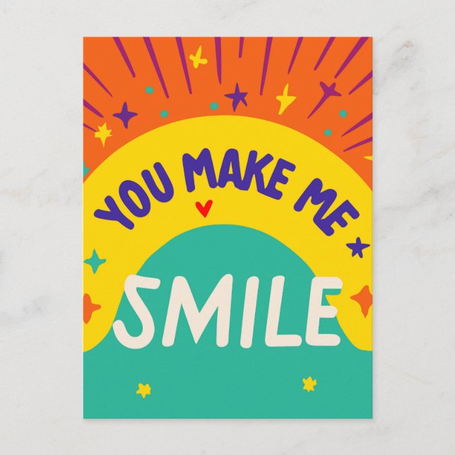 Valentine's Day quote "You make me smile" Postcard (Front)