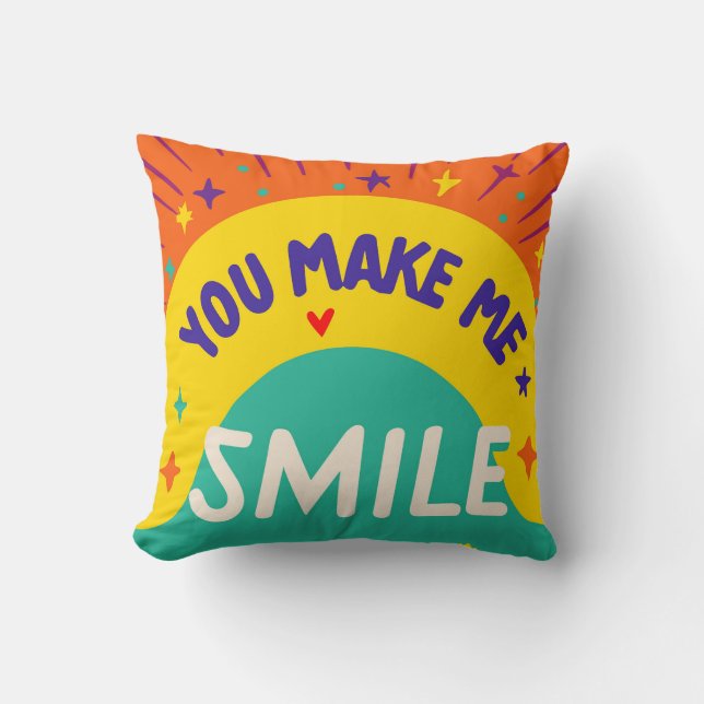 Valentine's Day quote "You make me smile" Throw Pillow (Front)