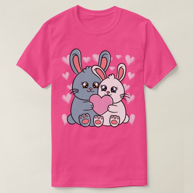 Valentines Day Rabbit Couple Bunnys  T-Shirt (Design Front)