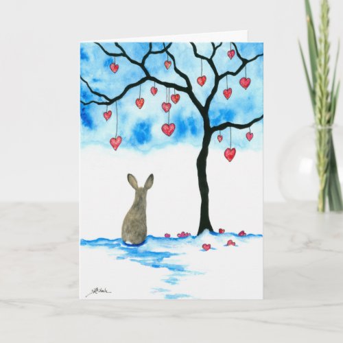 Valentines Day Rabbit  Hearts by Bihrle Card