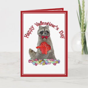 Valentine's Day  Raccoon Bandit Holiday Card