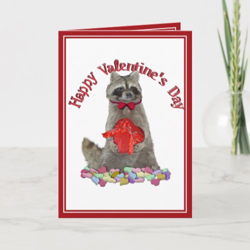 Valentines Day  Raccoon Bandit Holiday Card