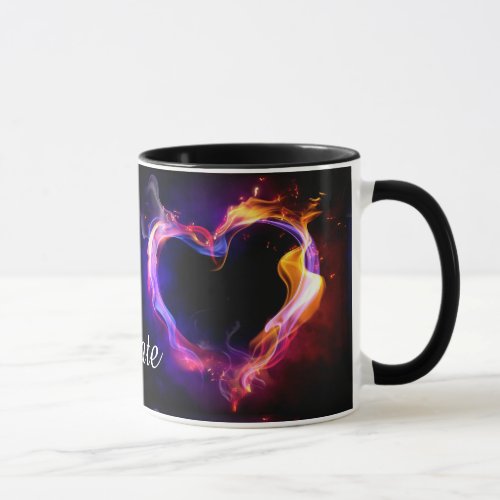 Valentines Day Rainbow Heart Custom Name Mug Cup