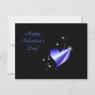 Valentine's Day -Rainbow Heart with Stars on black Holiday Card