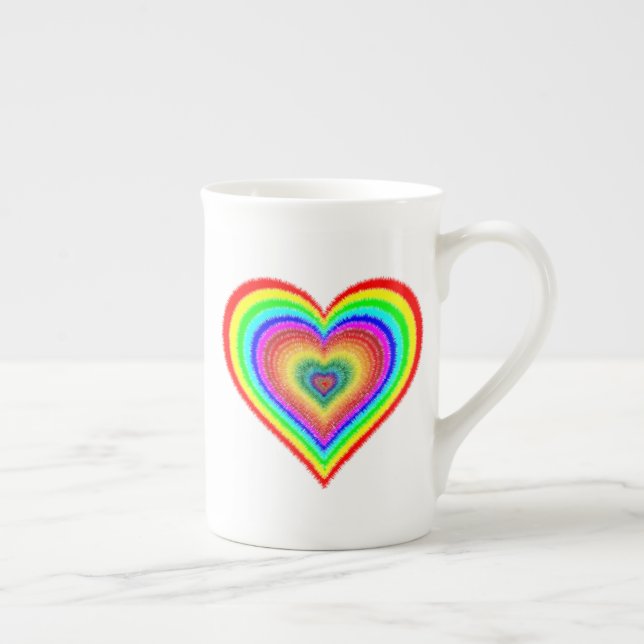 Valentine's Day Rainbow Love Symbol-25543 Bone China Mug (Right)