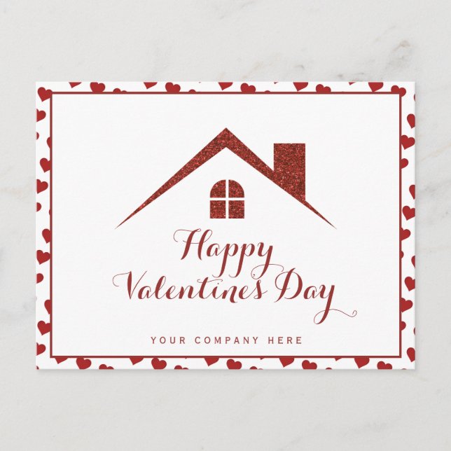 Valentine's Day Real Estate House Heart Postcard (Front)