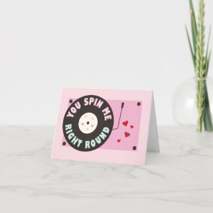 Valentine's Day Record Player Spin Me Round Card