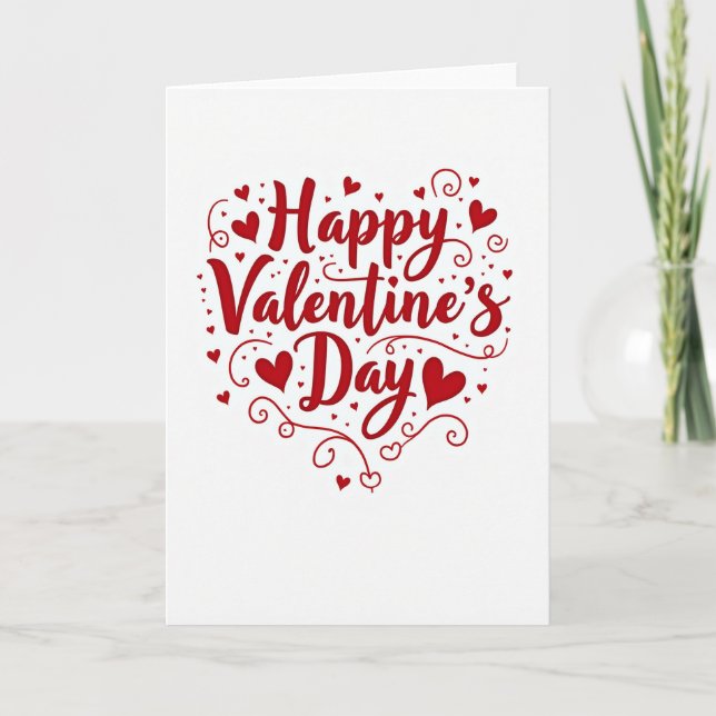 Valentines Day Red 3D Heart Card (Front)