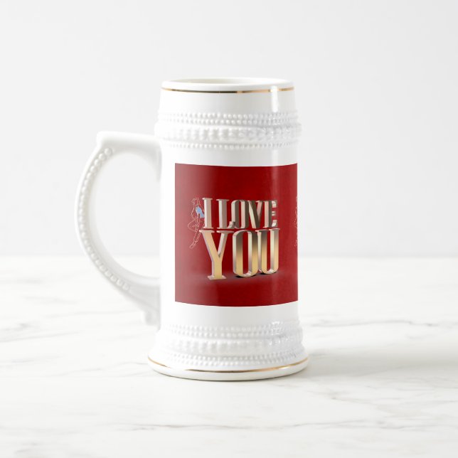 Valentine's Day Red 3D I Love You Beer Stein (Left)