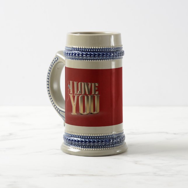 Valentine's Day Red 3D I Love You Beer Stein (Front Left)