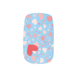 Valentines day red and pink hearts I love you Minx Nail Art