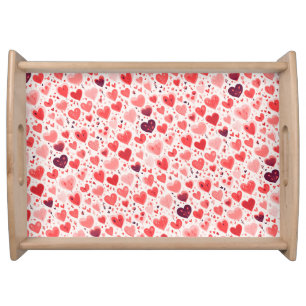 Valentine's Day Red and Pink Hearts Serving Tray