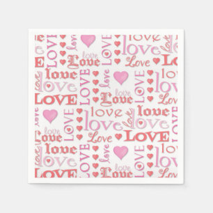Valentine's Day Red and Pink Love Typography Napkins