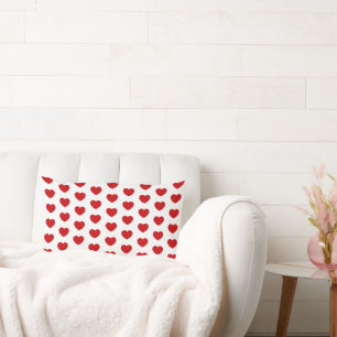 Valentines Day Red And White Hearts Lumbar Pillow