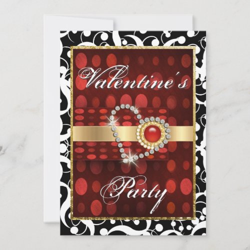 "Valentine's day" red black elegant heart Personalized Invite