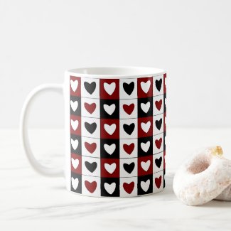 Valentines Day Red Black White Hearts Pattern