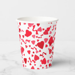Valentine's Day Red Confetti Heart Paper Cups