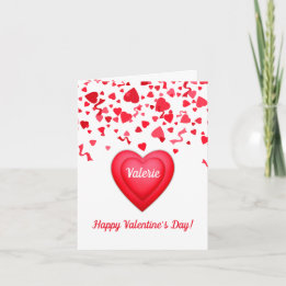 Valentine's Day Red Confetti Hearts Folded Note Card