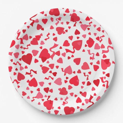 Valentines Day Red Confetti Hearts Paper Plates