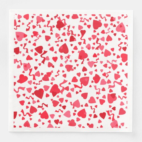 Valentines Day Red Confetti Hearts Pattern Paper Dinner Napkins