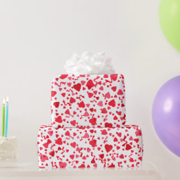 Valentine's Day Red Confetti Hearts Pattern Wrapping Paper