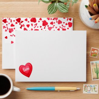 Valentine's Day Red Confetti Hearts Personalized