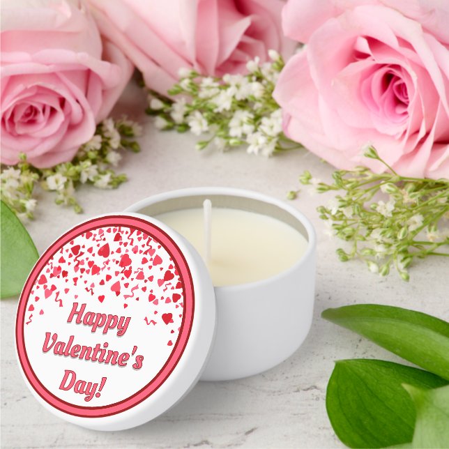Valentine's Day Red Confetti Hearts Personalized Mini Candle Favors (Insitu (Wedding))