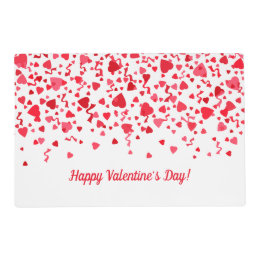 Valentine's Day Red Confetti Hearts Placemat