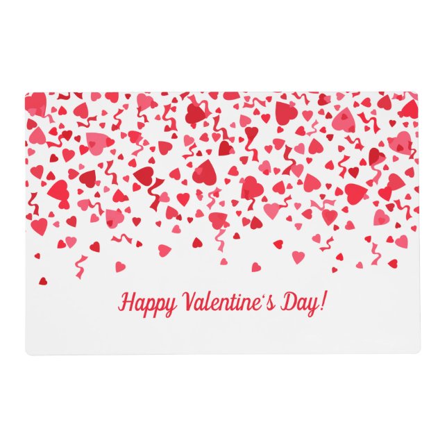 Valentine's Day Red Confetti Hearts  Placemat (Front)