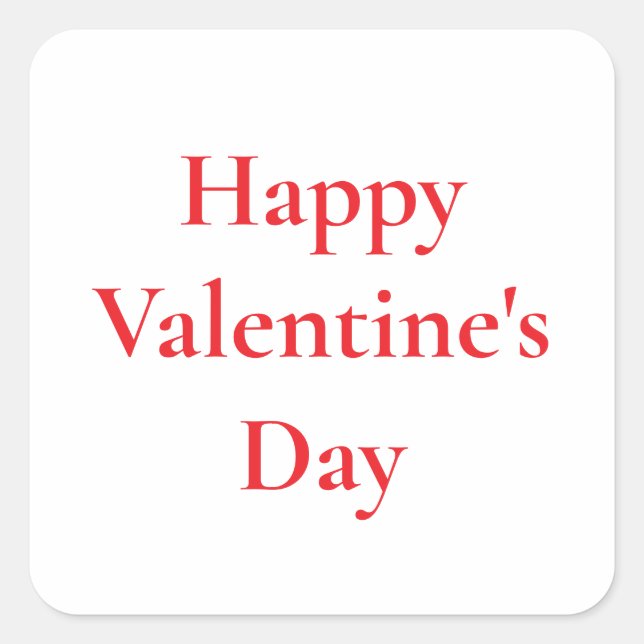 Valentine's Day Red Cute Colorful Romantic 2025 Square Sticker (Front)