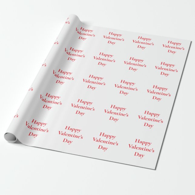 Valentine's Day Red Cute Colorful Romantic 2025 Wrapping Paper (Unrolled)
