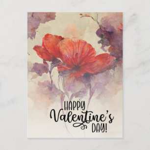 Valentine's Day Red Floral Bible Verse Christian Holiday Postcard