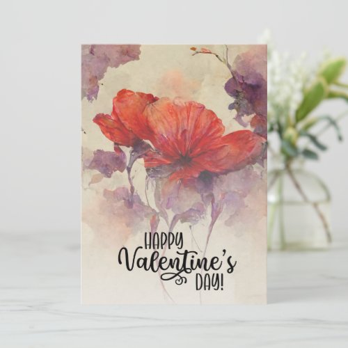 Valentines Day Red Flowers Bible Christian Flat Holiday Card
