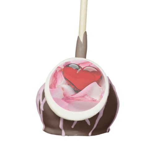 Valentines Day Red Glass Heart Rose Petals Cake Pops
