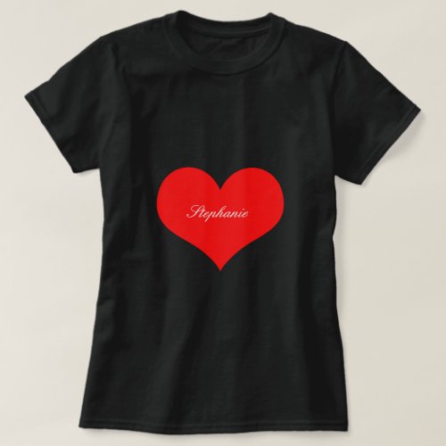 Valentines Day Red Heart Black Monogram Custom T_Shirt