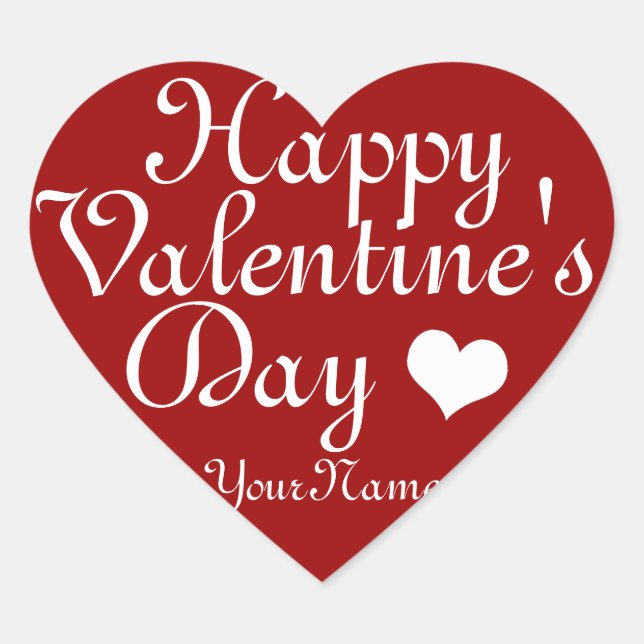 Valentine's Day Red Heart Customizable Sticker (Front)