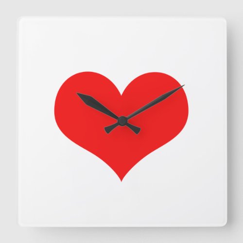 Valentines Day Red Heart Cute White Custom Gift Square Wall Clock