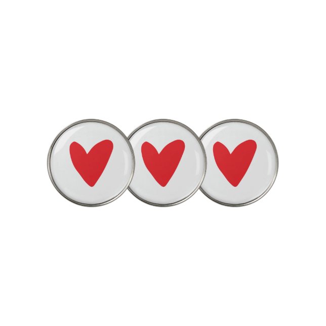 Valentine's Day red heart Golf Ball Marker (3 Up)