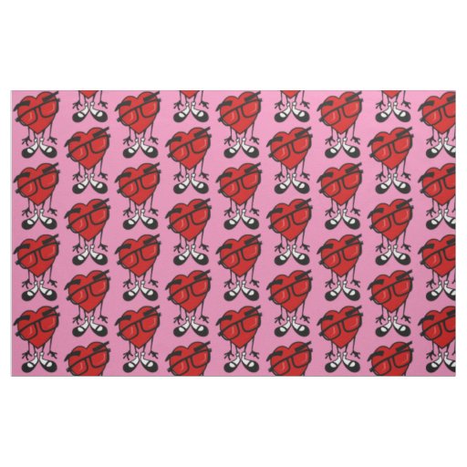 VALENTINE'S DAY RED HEART GRAPHIC PINK FABRIC
