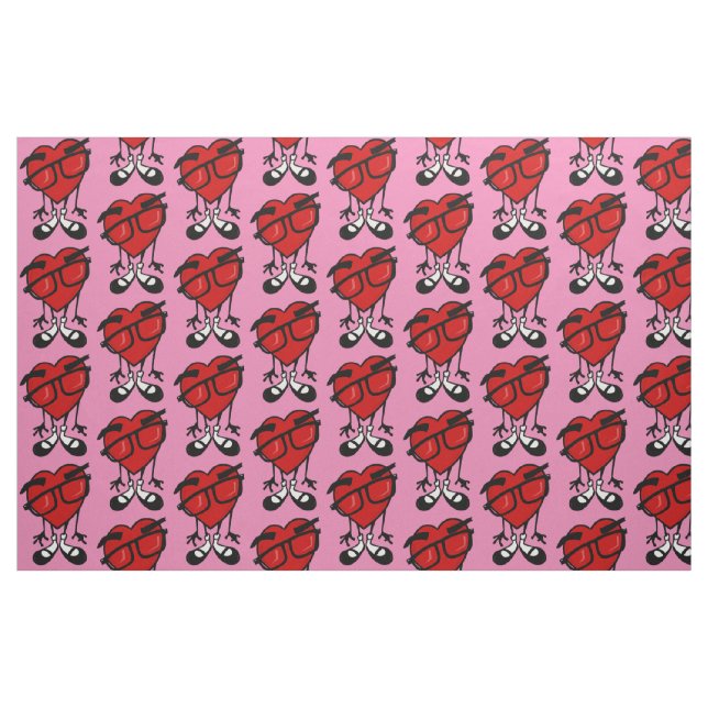 VALENTINE'S DAY RED HEART GRAPHIC PINK FABRIC (Yard)