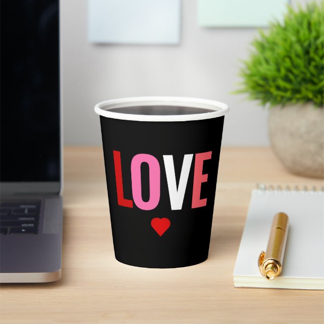 Valentines Day Red Heart Love Coffee Paper Cups (Insitu)
