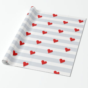 Valentine's Day Red Heart Origami Pattern Wrapping Paper