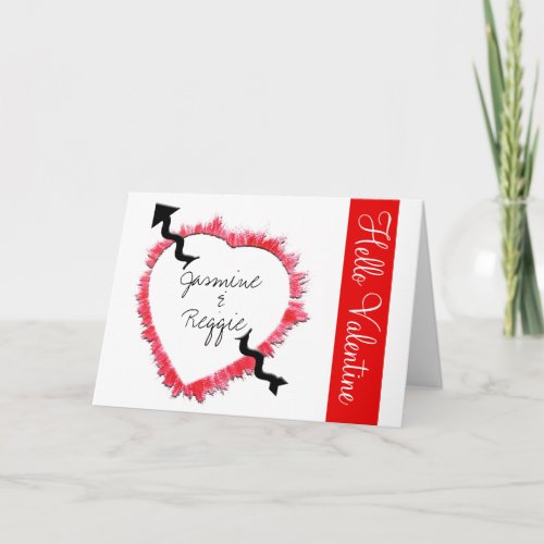 Valentines Day Red Heart Outline Custom Holiday Card