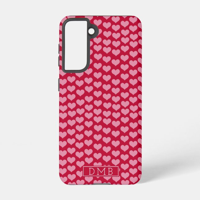 Valentine's Day Red Heart Pattern Monogram Samsung Galaxy Case (Back)