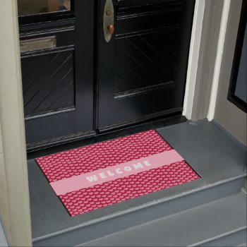 Valentine's Day Red Heart Pattern Personalized Doormat by allpetscherished at Zazzle